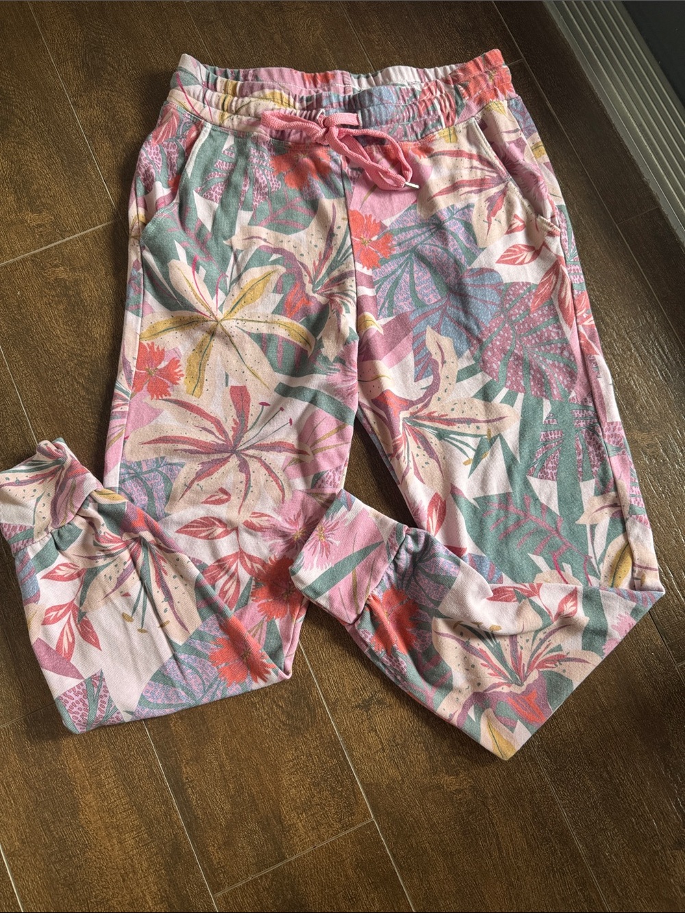 Sundry Pink Floral Print Jogger Pants